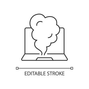 Smoking computer linear icon Stock Illustration