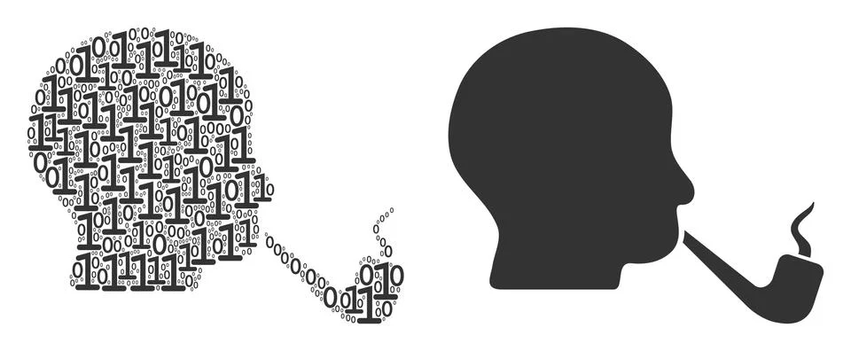 Smoking Detective Composition of Binary Digits Stock Illustration