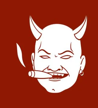 Smoking devil head Stock-Illustration