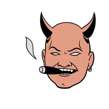 Smoking devil head イラスト素材