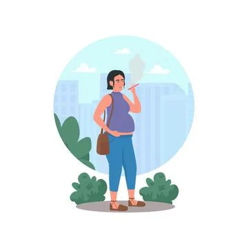 Smoking during pregnancy 2D vector web banner, poster 스톡 일러스트