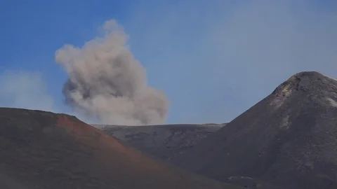 Smoking of the Etna volcano, Sicily Stock Footage 86158114