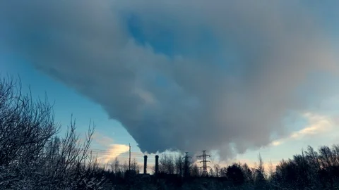Smoking factory chimneys. Environmental problem of pollution. Stock Footage 105009825