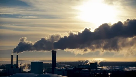 Smoking factory chimneys. Environmental problem of pollution. Stock Footage 105011233