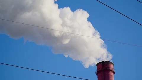 Smoking factory chimneys. Environmental problem of pollution of environment Stock Footage 121557259