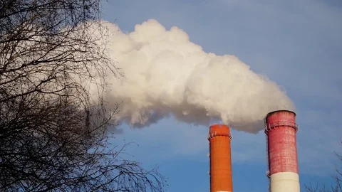 Smoking factory chimneys. Environmental problem of pollution of environment Stock Footage 121557276