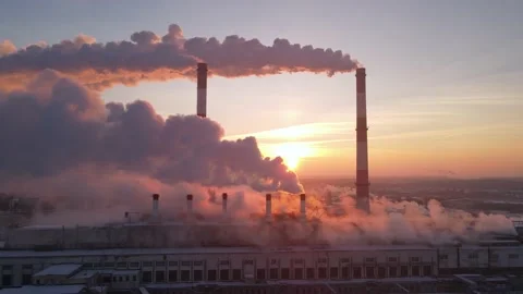 Smoking factory chimneys. Environmental problem of pollution of environment Video stock 147152178