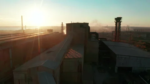 Smoking factory chimneys. Environmental problem of pollution of environment and 動画素材 164879353