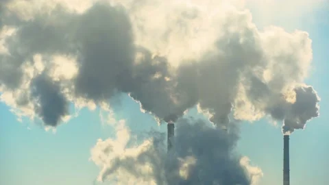 Smoking factory chimneys.Environmental problem of pollution of environment Stock Footage 150296204