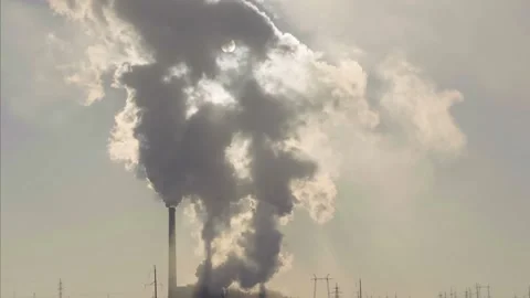 Smoking factory chimneys.Environmental problem of pollution of environment Stock Footage 150319142