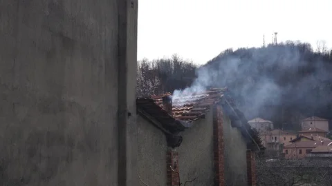 Smoking fireplace Stock Footage 125870000