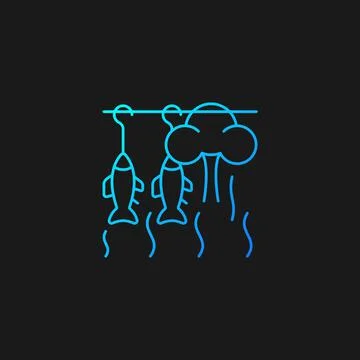 Smoking fish gradient vector icon for dark theme Illustrazione stock