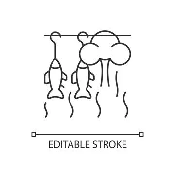 Smoking fish linear icon Illustrazione stock