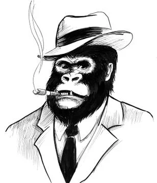 Smoking gorilla Illustrazione stock