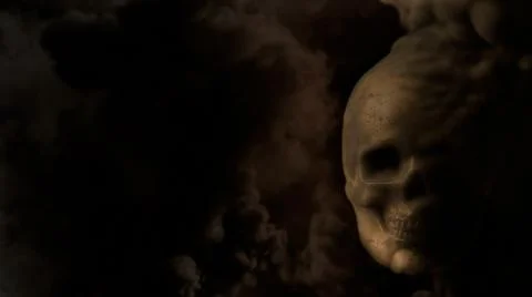 Smoking grey skull bg with empty place - war concept - abstract 3D illustration Stock Illustration