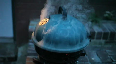 Smoking Grill with Fire Stock Footage 37210951