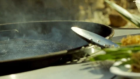 Smoking grill on a hot barbeque. Stock-Footage 88438347