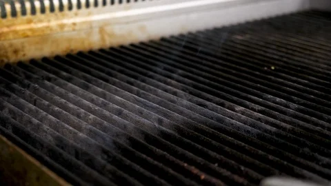 Smoking grill in the restaurant Stock Footage 95841858