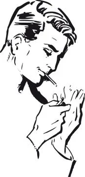 Smoking guy, Retro Vector Illustration Stock Illustration