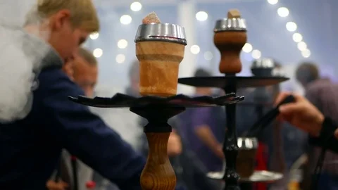 Smoking hooka people Stock Footage