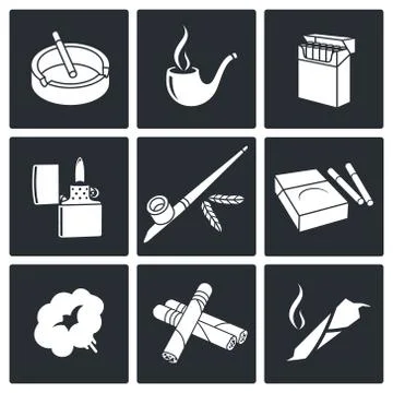 Smoking Icon set Illustrazione stock