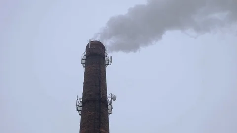 Smoking industrial pipes Stock Footage 87204031