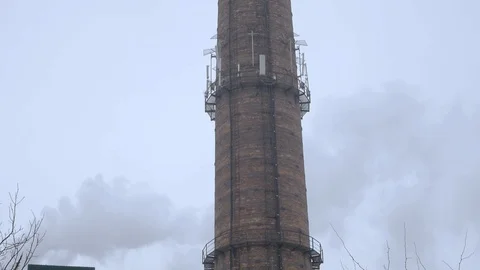 Smoking industrial pipes Stock Footage 87204119