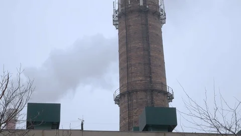 Smoking industrial pipes Stock Footage 87204141