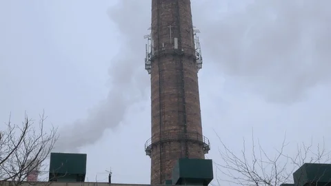 Smoking industrial pipes Video stock 87204150
