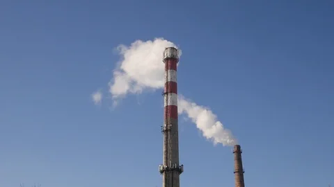 Smoking industrial pipes Video stock 87204159