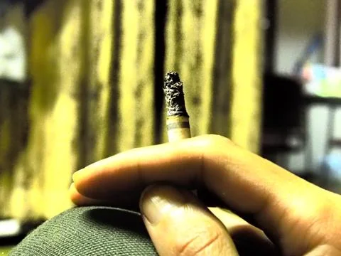 Smoking at the last time 库存照片