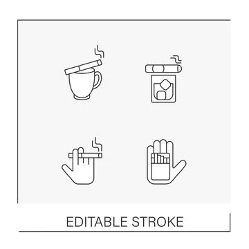 Smoking line icons set Stock Illustration