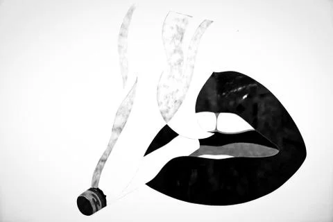 Smoking lips Stock Photos