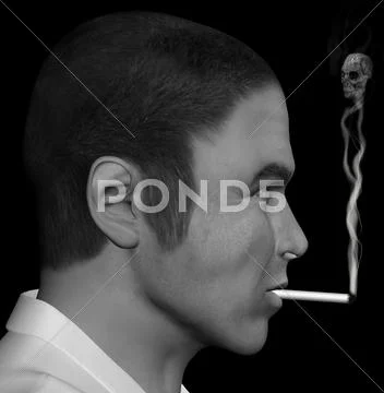 Smoking man and smoke skull Stock Illustration