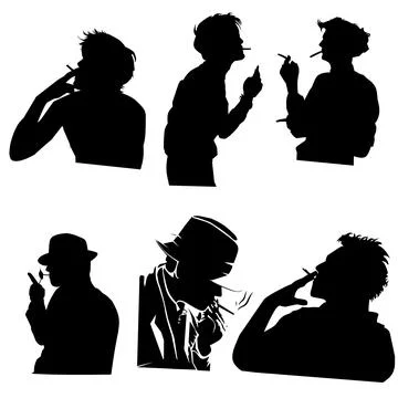 Smoking man set Stock Illustration