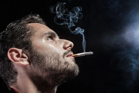 Smoking at night Stock Photos
