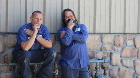Smoking Out back Stock Footage 24773337