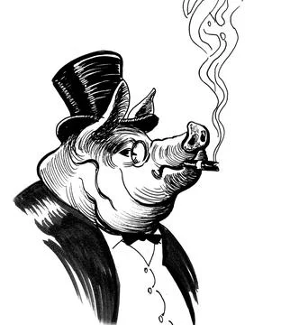 Smoking pig Stock Illustration