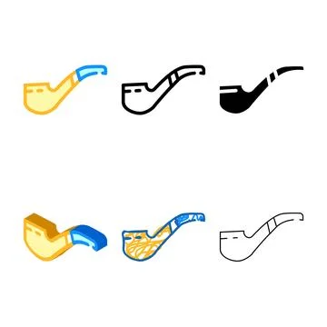 Smoking pipe color icon vector mix color Stock Illustration