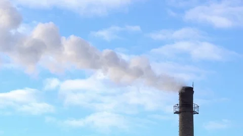 Smoking pipe of heating plant Stock Footage 101290331