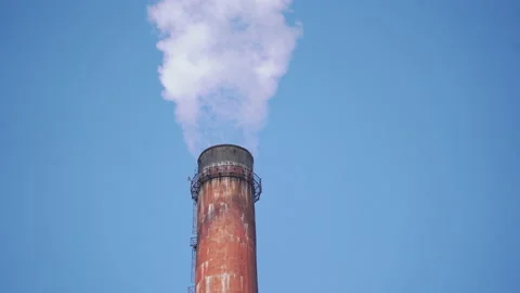 Smoking pipe of heating plant. 스톡 동영상 152344765