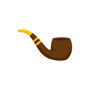 Smoking pipe icon flat isolated Stock Illustration
