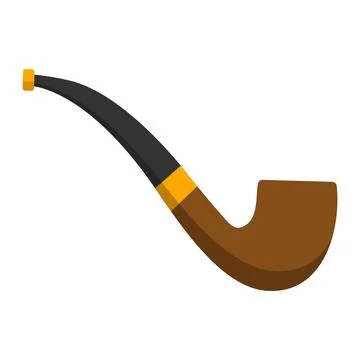 Smoking pipe icon in flat style isolated on white background. Stock Illustration