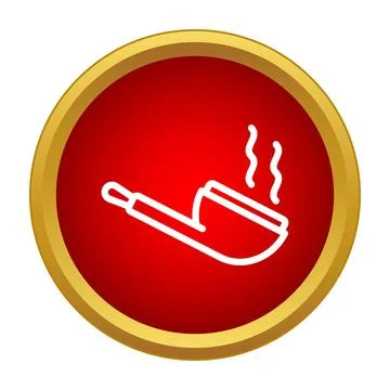 Smoking pipe icon with smoke in red circle Ilustración de archivo