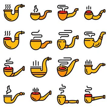 Smoking pipe icons set vector flat Illustrazione stock