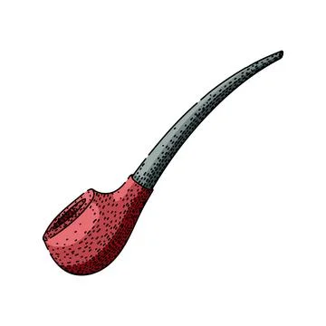 Smoking pipe object with pink bowl and grey stem Stock Illustration