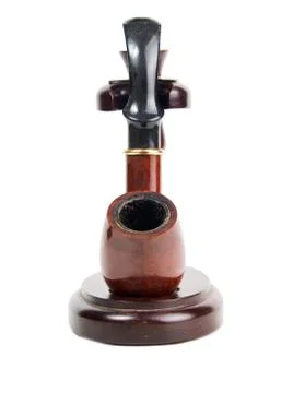 Smoking pipe, on a white background Stock Photos