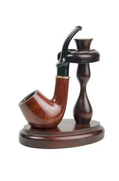 Smoking pipe, on a white background Stock Photos