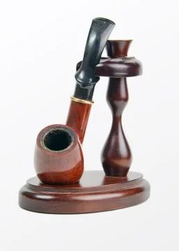 Smoking pipe, on a white background Stock Photos