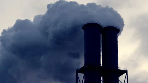 Smoking pipes,factory chimneys, problem of pollution of environment. Stock Footage 90174539
